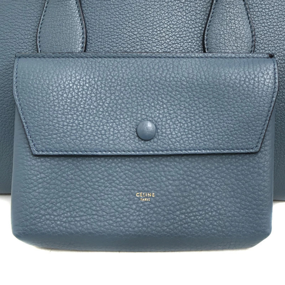 Celine Tieback Handbag Leather Blue